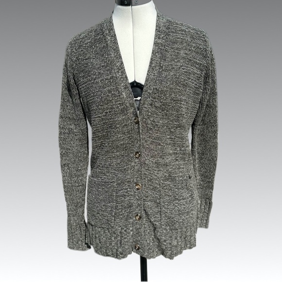MOSSIMO SUPPLY CO Womens Cardigan Sweater V Neck Button Pockets Heathered Grey S - Picture 2 of 5